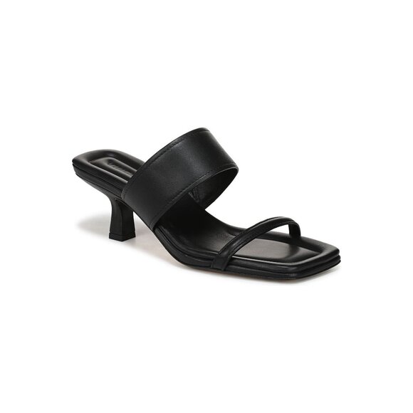 🆕VINCE Cora Kitten Heel Slide Sandal Shoe Leather 7.5 Black - Picture 2 of 16